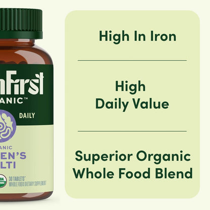 EarthFirst Organic Women’s Multivitamin – 60 Count with Iron & B12