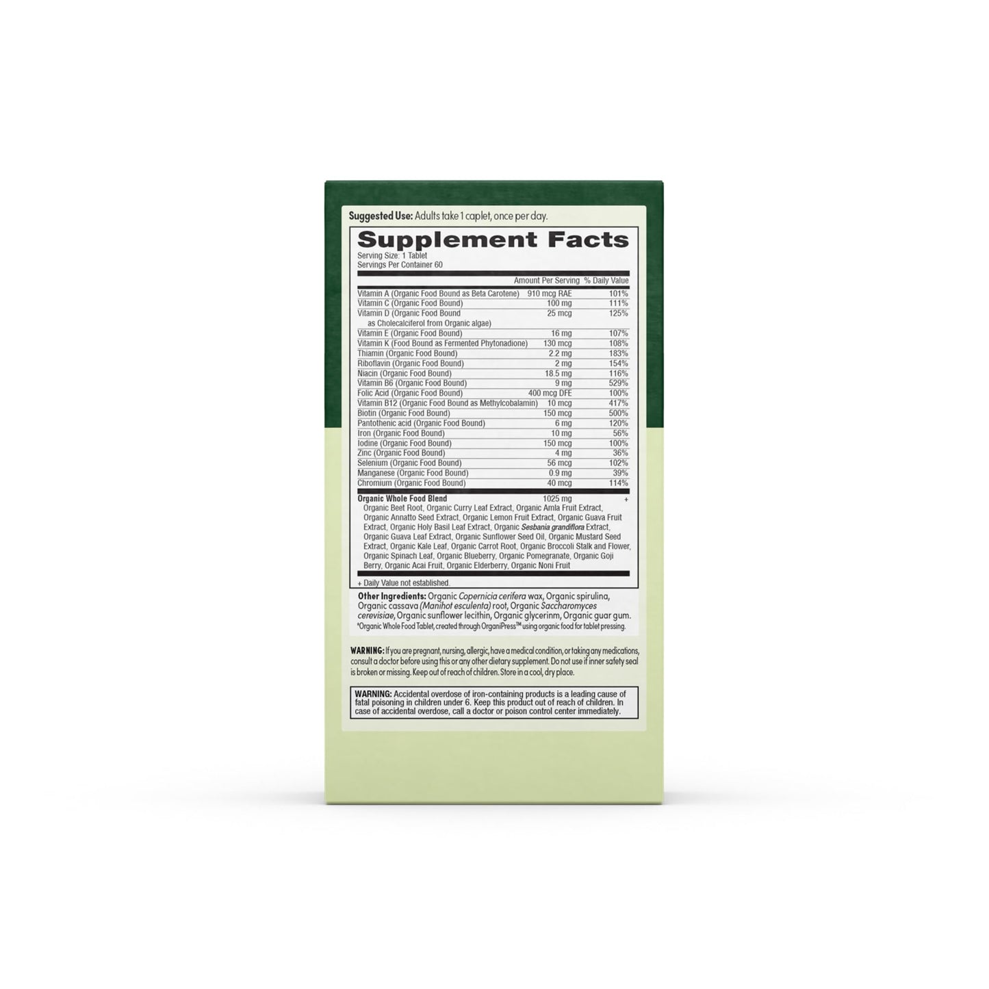 EarthFirst Organic Women’s Multivitamin – 60 Count with Iron & B12
