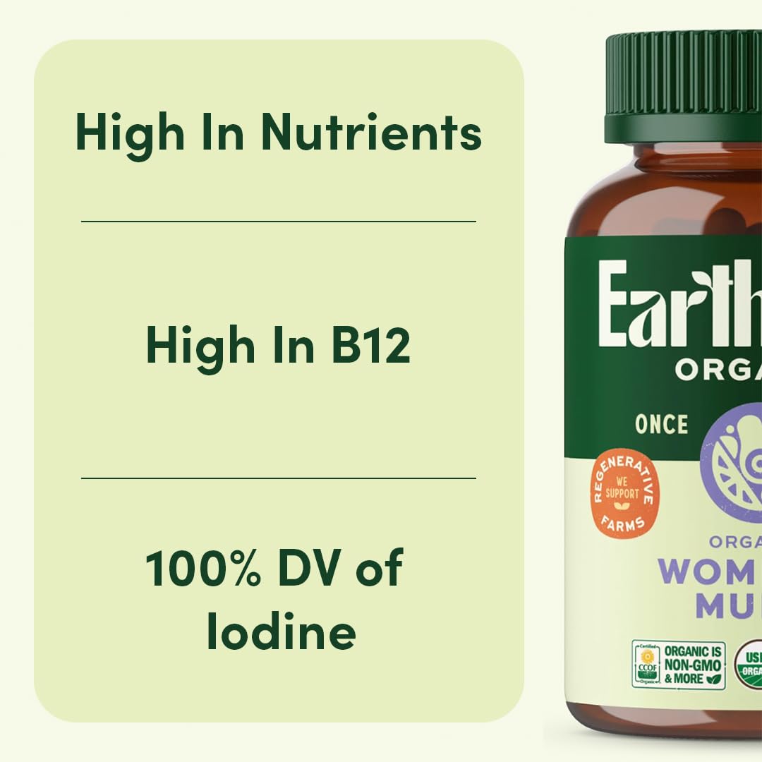 EarthFirst Organic Women's Multi Vitamin - 19 Vitamins from Herbs & Superfoods - 30 Count