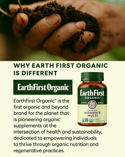 EarthFirst Organic Women’s Multivitamin – 60 Count with Iron & B12