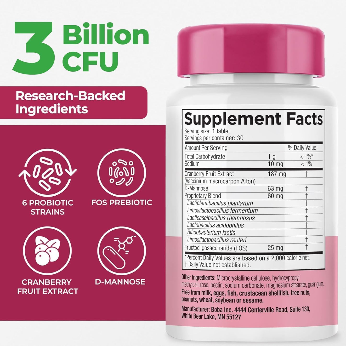 Earth's Pearl Vaginal Probiotics for Women - BIO-Tract Delivery, 3 Billion CFU, 1 Tablet/Day