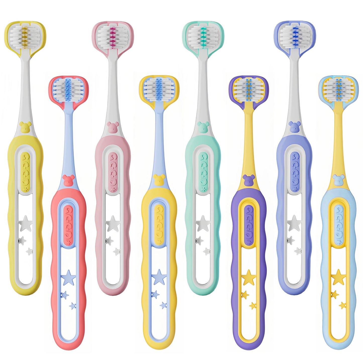 EASICUTI 3-Sided Toddler Toothbrushes - 8-Pack (Ages 1-8) Patent