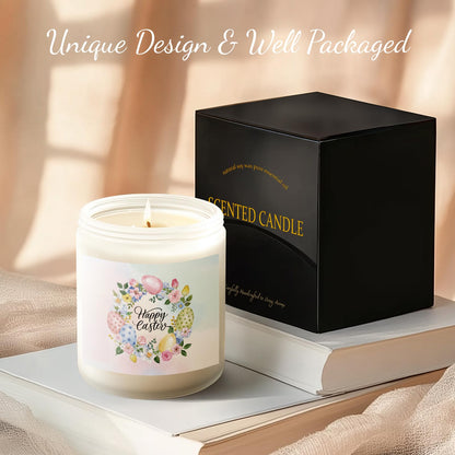 Easter Candle - Cream Vanilla Scented Natural Soy Wax (7oz) Jar for Home & Easter Decor