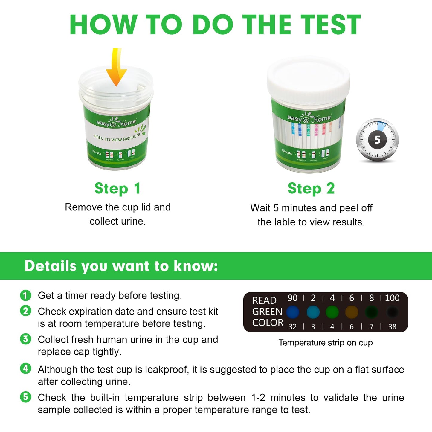 Easy@Home Drug Test Cup – At-Home Urine Drug Test Kit for AMP/BUP/BAR/BZO/COC/MDMA/MET/MTD/OPI2000/OXY/PCP/PPX/TCA/THC50 | Includes Highly Sensitive THC Test #ECDOA-1144A3