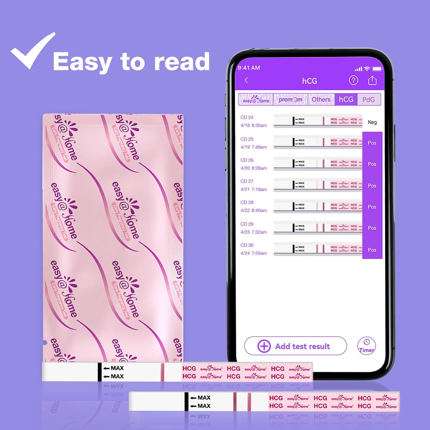Easy@Home Pregnancy Test Strips 50 Pack – HCG Early Detection | EZW1-S:50