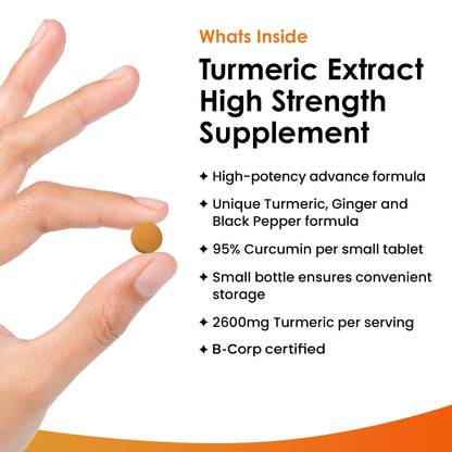 Turmeric Tablets with Black Pepper & Ginger - Curcumin 180 Tablets | New Leaf