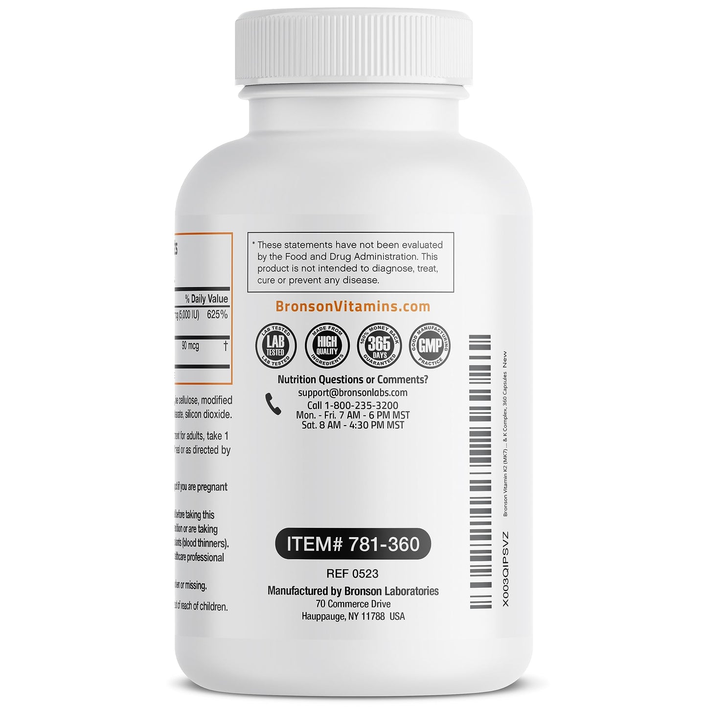 Bronson Vitamin K2 MK-7 with D3 – Non-GMO, 360 Capsules, 5000 IU D3