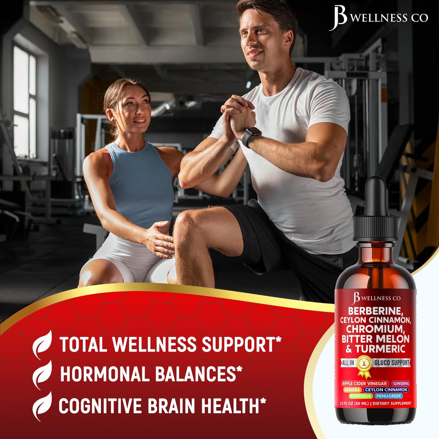 Berberine with Ceylon Cinnamon Liquid Drops – Bitter Melon, Gymnema, Glucomannan, Chromium, Turmeric, Ginseng, Moringa (4 OZ)