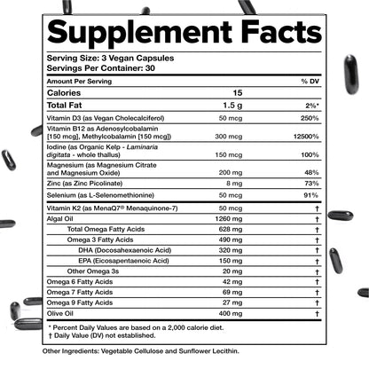 Complement Essential Vegan Multivitamin for Men & Women | Omega-3 DHA/EPA, D3 & K2