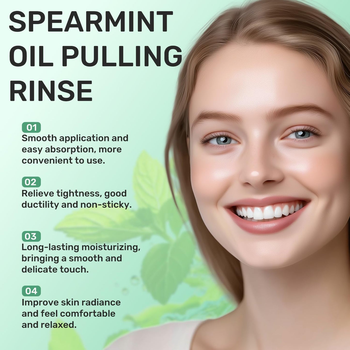 2pcs Spearmint Oil Pulling Rinse – Coconut Oil Mouthwash for Whitening Teeth, Gum Health & Fresh Breath