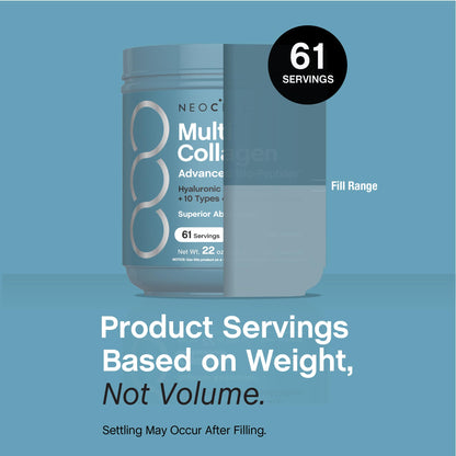 NeoCell Multi Collagen Bio-Peptides Powder | 22oz | Hyaluronic Acid & Vitamin C | 10 Collagen Types | Superior Absorption