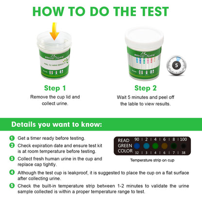 Easy@Home Drug Test Cup – 14-Metabolite Urine Test (10-Pack)