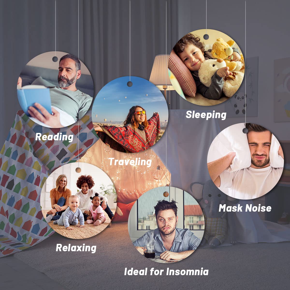 EasyHome Sleep Sound Machine – 30 Sounds, 12 Night Lights, 32 Volume Levels