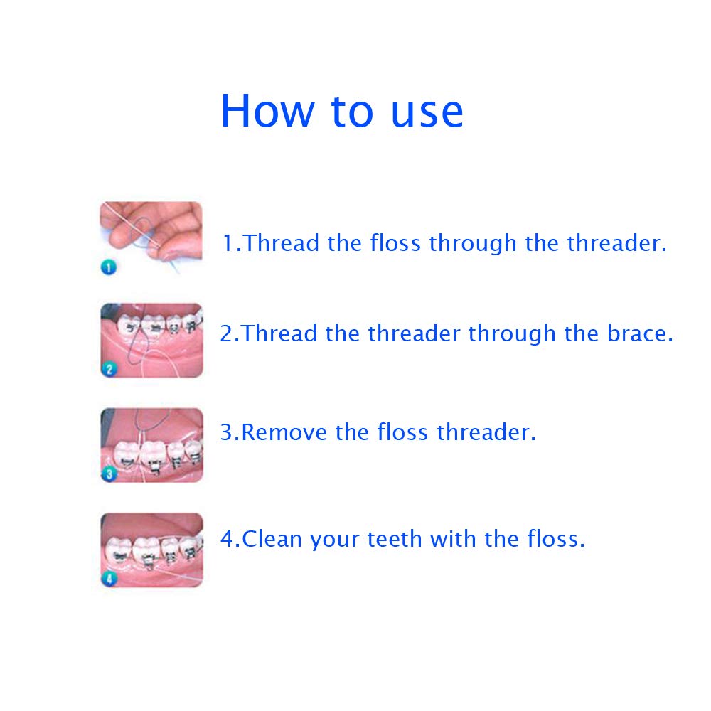 EasyHonor Dental Floss Threaders for Braces, Bridges & Implants | 210 Count (Pack of 6)