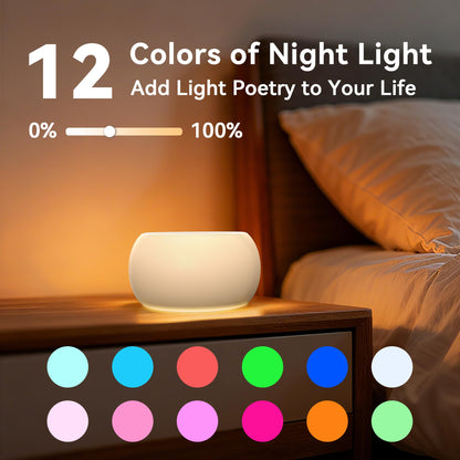 Easysleep White Noise Sound Machine — Portable Sleep Aid with 30 Sounds, 12 Night Light Colors, 4 Timer Memory