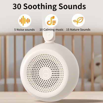 Easysleep White Noise Sound Machine — Portable Sleep Aid with 30 Sounds, 12 Night Light Colors, 4 Timer Memory