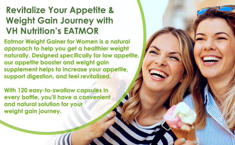VH Nutrition Eatmor Appetite Booster – Weight Gain Pills for Women & Men | 120 Capsules