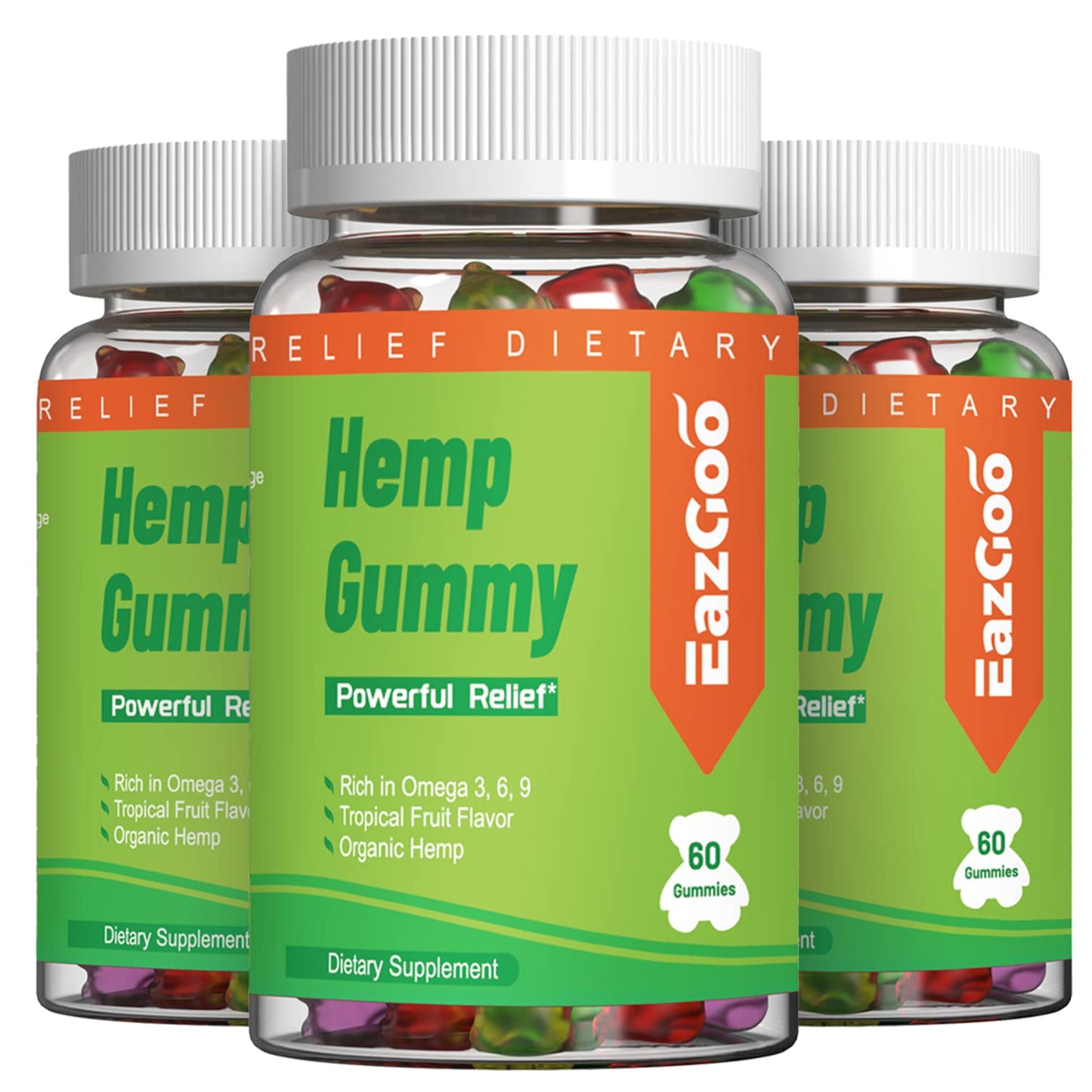EAZGOO XXL Hemp Gummies – Hemp Oil, Vegan, Low Sugar | 180 Count