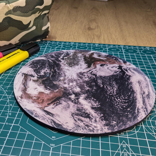 Round Earth Mouse Pad | Circular Desktop Mousemat | Space Science NASA Gift
