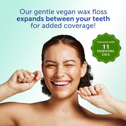 Eco-Dent GentleFloss Waxed Mint Dental Floss – Vegan Wax, 100 Yds x6