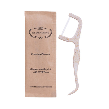Bleeker and Rowe Biodegradable Floss Picks - Eco-Friendly PTFE Flossers 150 Pack
