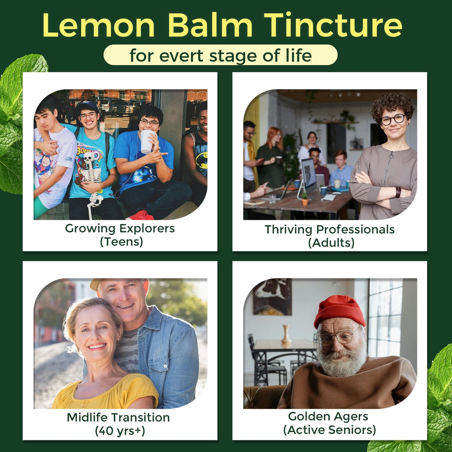 Organic Lemon Balm Tincture for Relaxation & Mood Balance – Fast-Absorbing, Alcohol-Free (60 mL)