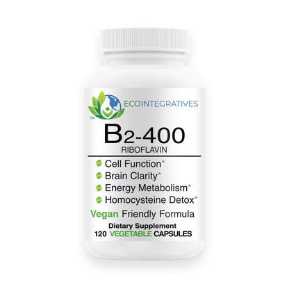 EcoIntegratives B2-400 Pure Riboflavin – Energy, Mental Clarity, Cellular Health | 120 Vegan Capsules