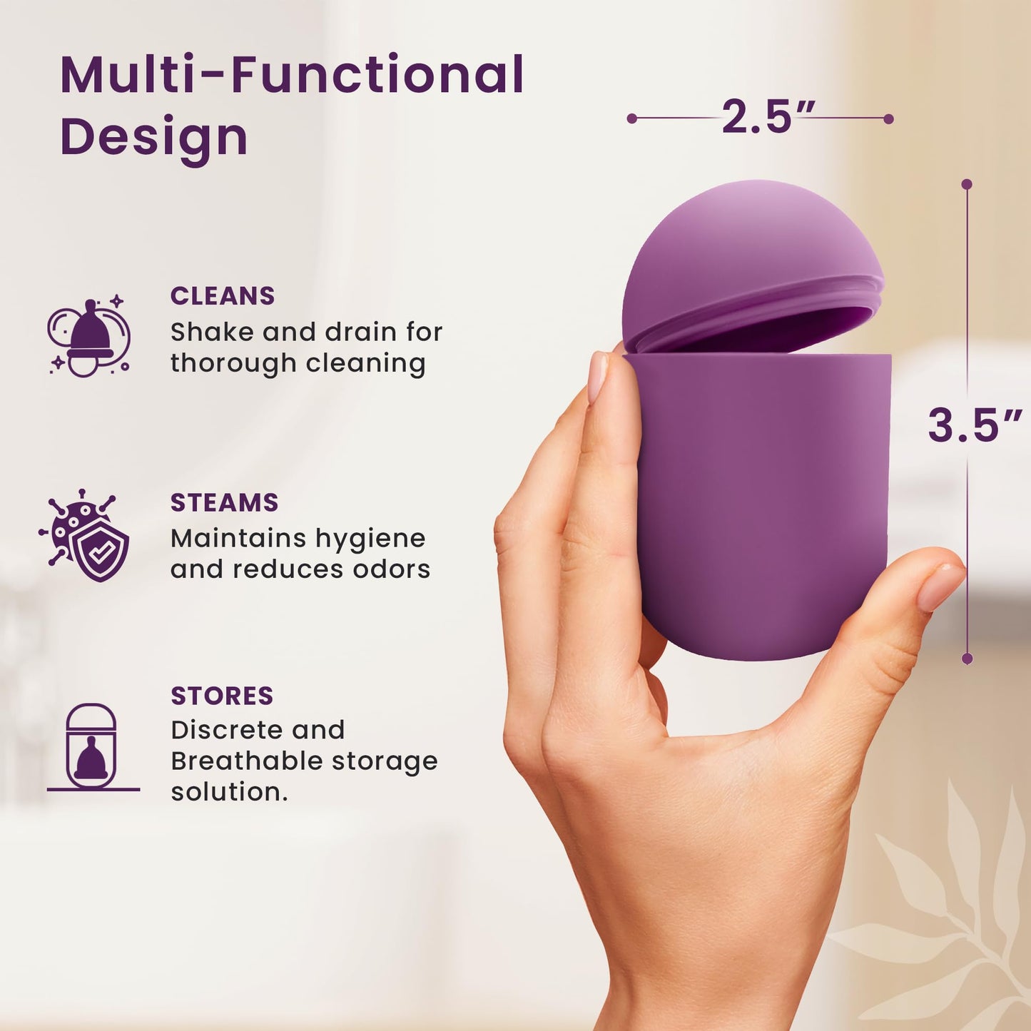 EcoBlossom Reusable Menstrual Cup & Case – Medical-Grade Silicone, 12-Hour Leak-Proof Comfort (Small Pack of 2)