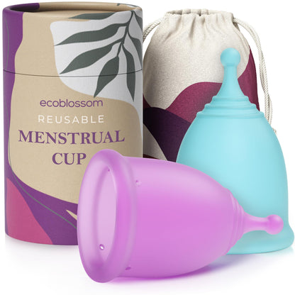 EcoBlossom Reusable Menstrual Cup Set – Medical-Grade Silicone, 12-Hour Comfort (Small & Large)