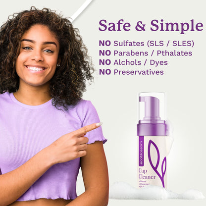 EcoBlossom Menstrual Cup Cleaner – Unscented Foaming Sterilizer for Silicone Cups (5 oz)