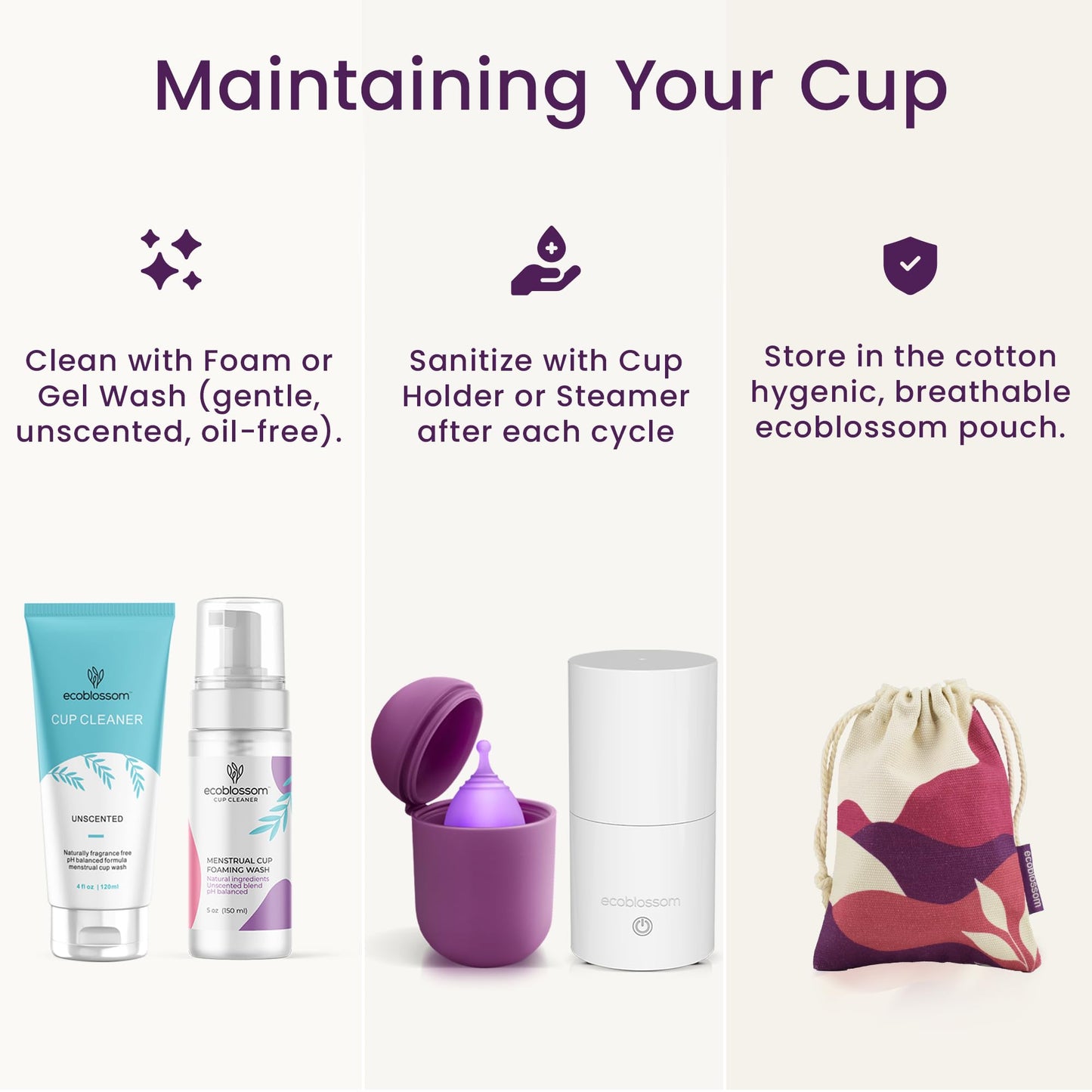 EcoBlossom Reusable Menstrual Cup Set – Medical-Grade Silicone, 12-Hour Comfort (Small & Large)