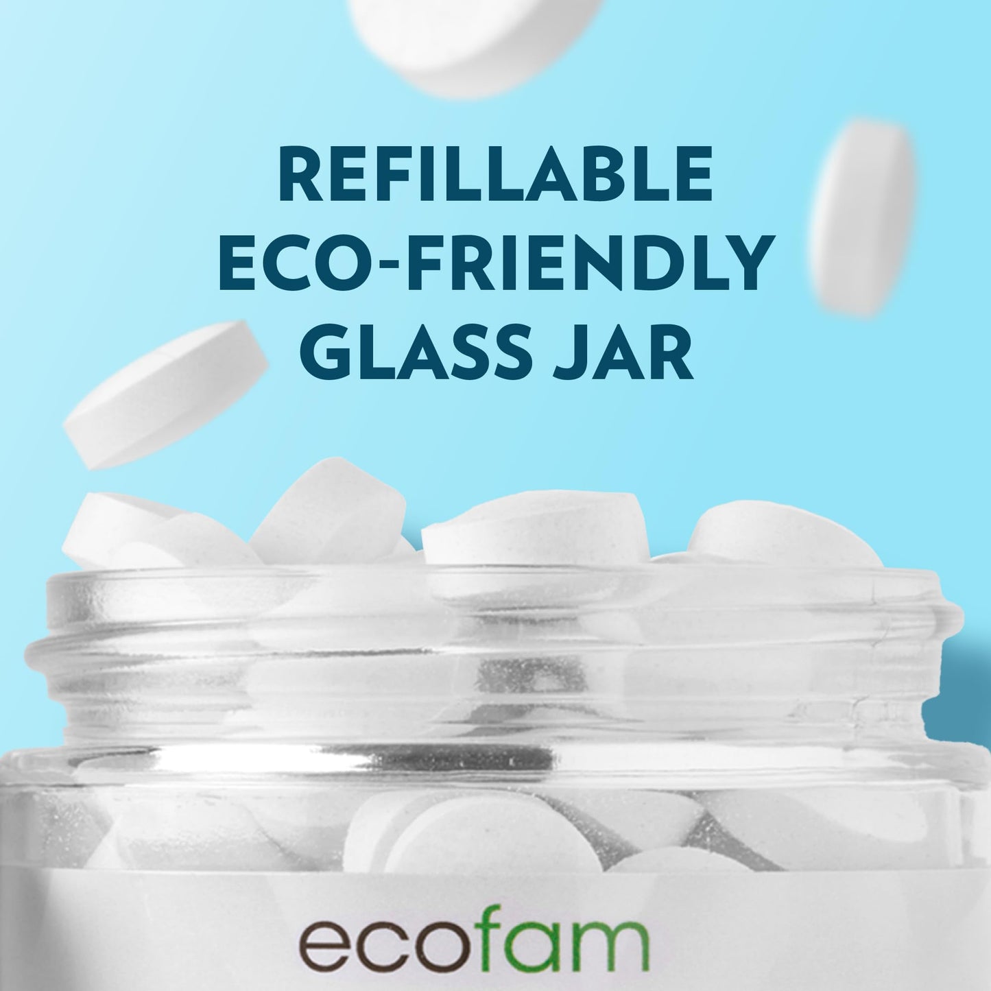 ECOFAM Peppermint Mouthwash Tablets - Fluoride Free, Alcohol Free, Travel Size (90 Tablets)