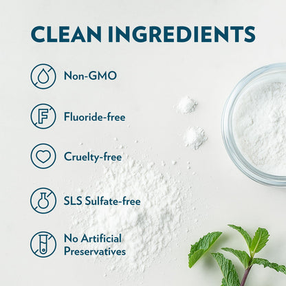 Ecofam Toothpaste Powder - Remineralizing Enamel Support, Hydroxyapatite & Xylitol, Fluoride Free, Peppermint