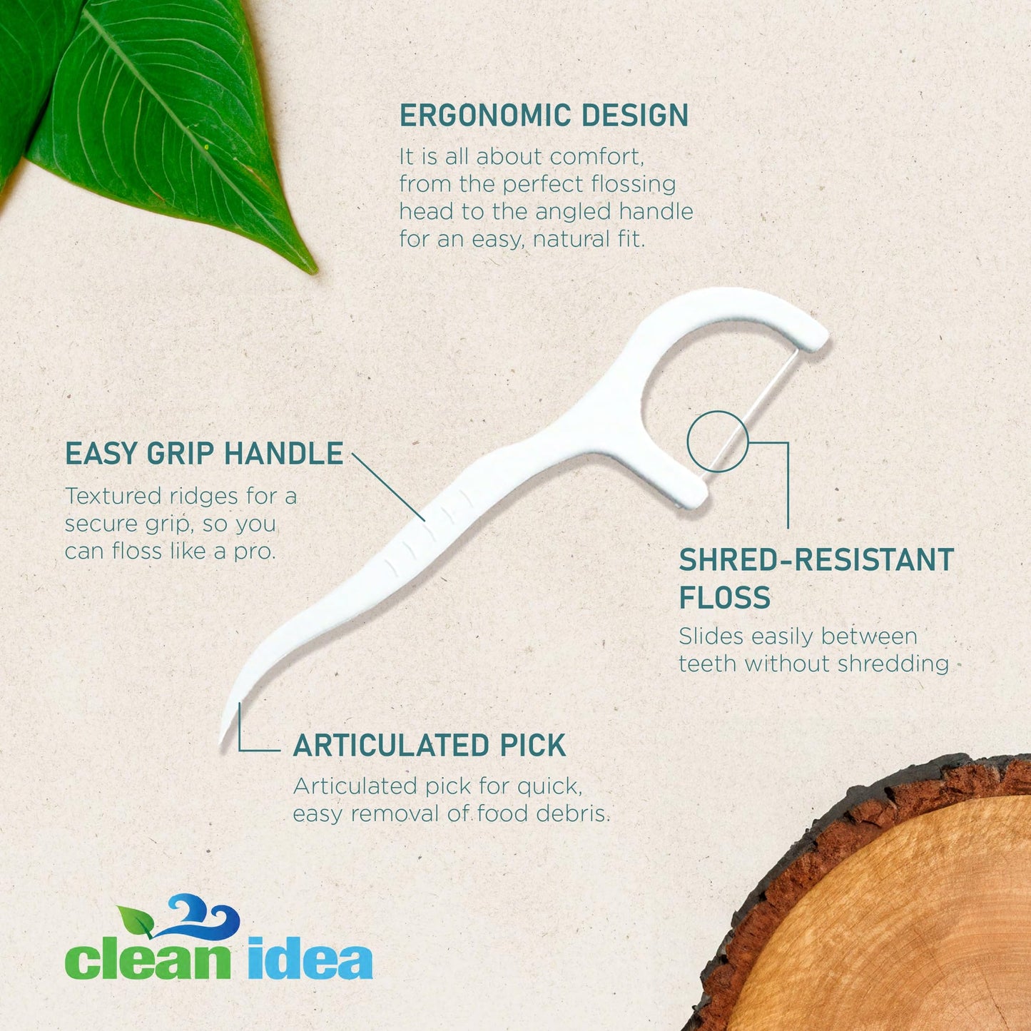 Clean Idea EcoFlossers 300ct | Eco-Friendly Floss Picks for Adults & Kids