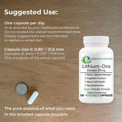 EcoIntegratives Lithium Orotate 20 mg – Mood, Memory & Brain Health (100 Caps)