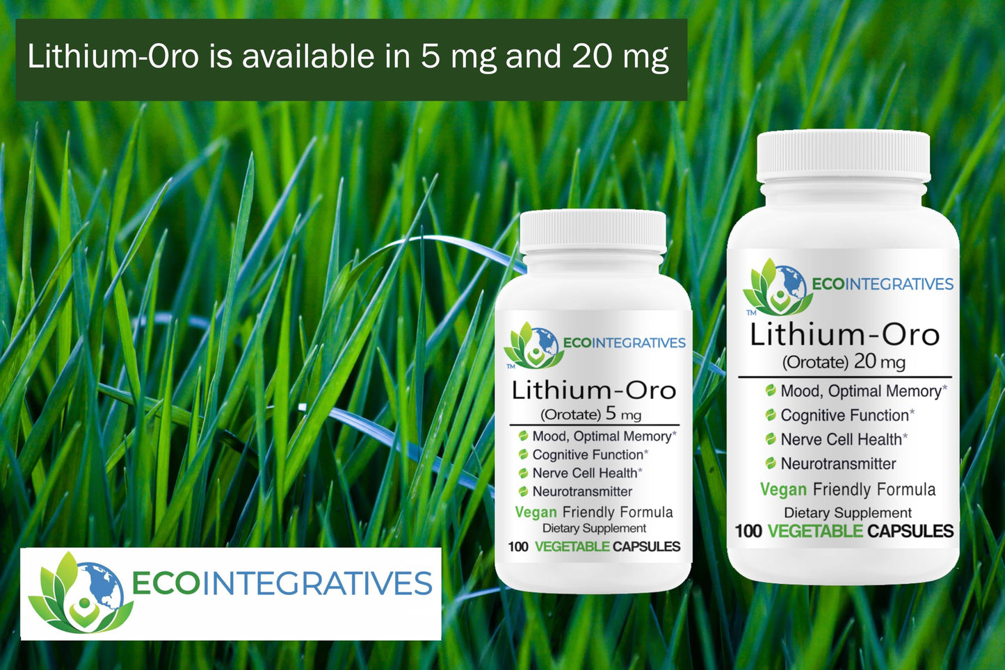 EcoIntegratives Lithium Orotate 20 mg – Mood, Memory & Brain Health (100 Caps)