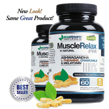 EcoStream Naturals Night-Time PM - 2-Pack (Over 2,300 mg per Pack) | Magnesium, Ashwagandha, Valerian & Passion Flower