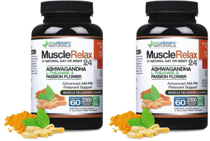 ecostream Naturals Relaxant – 2300 mg Day/Night Capsules with Valerian, Passion Flower, Magnesium (2-Pack)