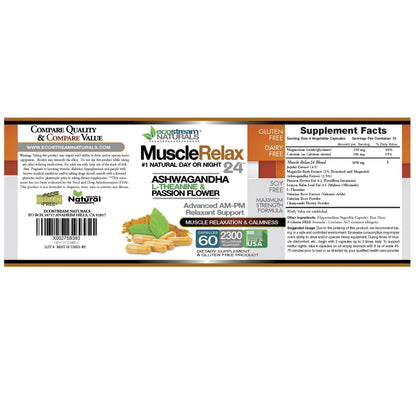 ecostream Naturals Relaxant – 2300 mg Day/Night Capsules with Valerian, Passion Flower, Magnesium (2-Pack)