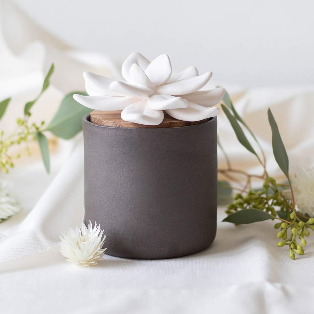 Edens Garden Charcoal Ceramic Bloom Diffuser – Passive Wick Aromatherapy