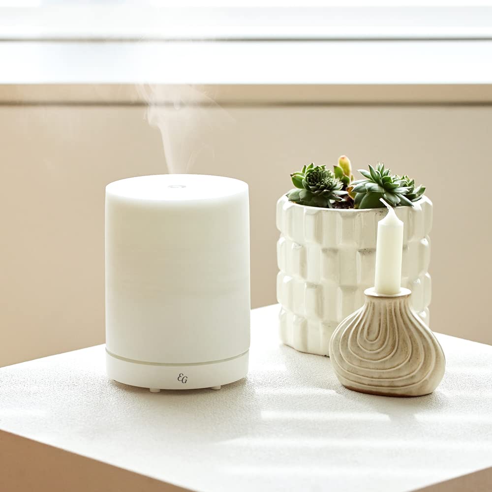 Edens Garden Pearl Essential Oil Diffuser – Ultrasonic Diffuser with Timer, Auto-Off, and Night Light (White, 130 ml)