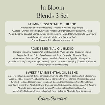 Edens Garden In Bloom 3-Set – Jasmine, Rose & Sweet Pea Essential Oils (10 ml)