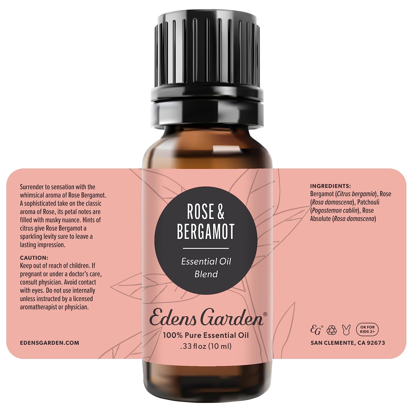 Edens Garden Rose Bergamot Essential Oil Blend - 100% Pure, Premium Grade, 10 ml
