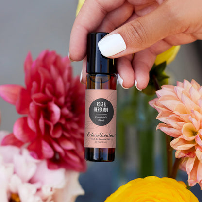 Edens Garden Rose Bergamot Essential Oil Roll-On Blend – 100% Pure, Premium Grade, 10 ml, Skin Safe
