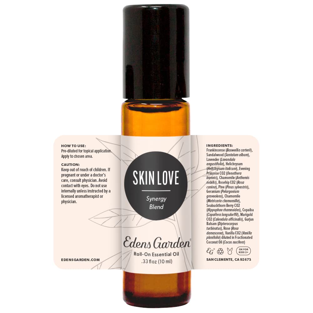 Edens Garden Skin Love Essential Oil Roll-On - Pure 10ml, Pre-Diluted, Skin Safe