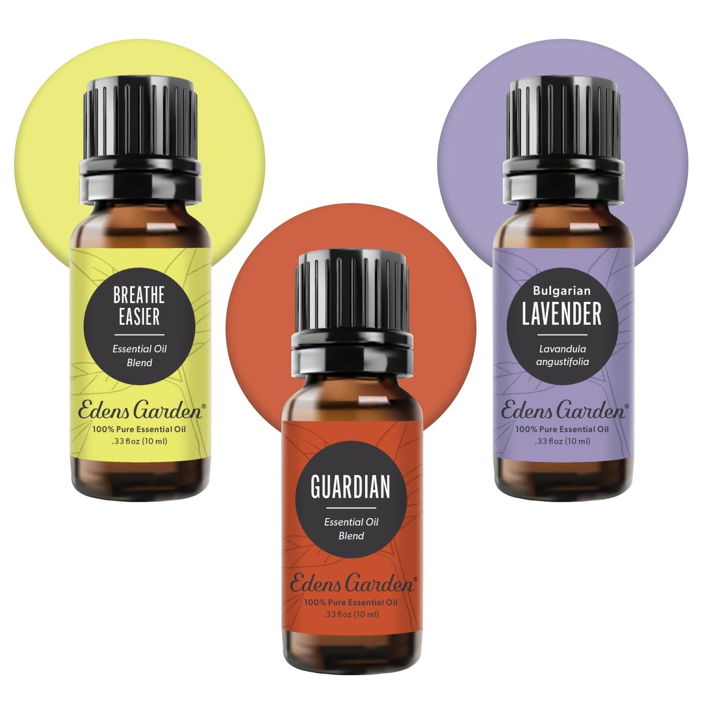 Edens Garden Well-Being 3 Set – 100% Pure Therapeutic Grade Essential Oils (10 ml x3) – Breathe Easier, Guardian & Lavender