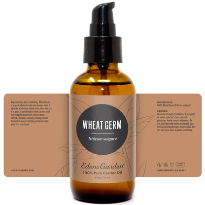 Edens Garden Wheat Germ Carrier Oil - 100% Pure Cold-Pressed & Hexane Free (118 ml / 4 fl oz)