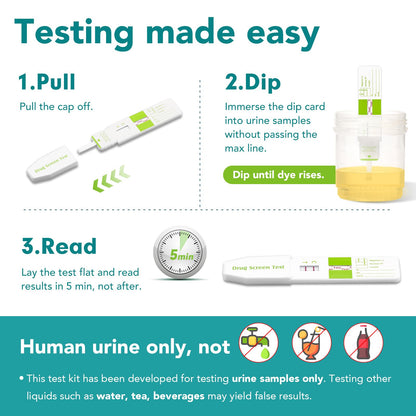 Easy@Home Marijuana Test Dip Card – THC Urine Strip Kit (50 ng/mL) Pack of 12