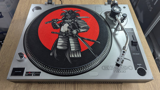 Samurai Slipmat | Japanese Warrior Tattoo Design | 7" 12" Vinyl Turntable DJ Mat