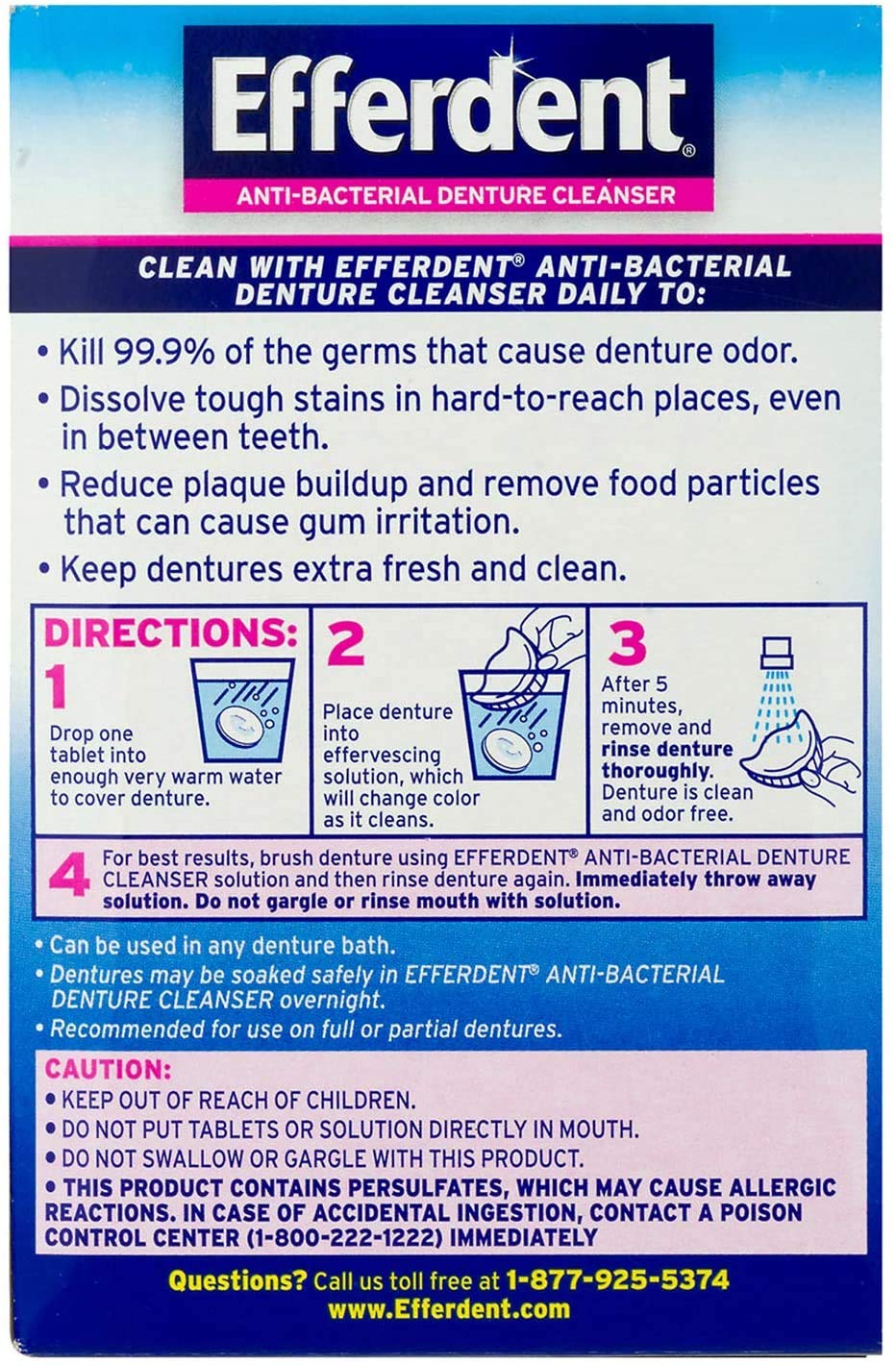 Efferdent Anti-Bacterial Denture Cleanser - 126 Count